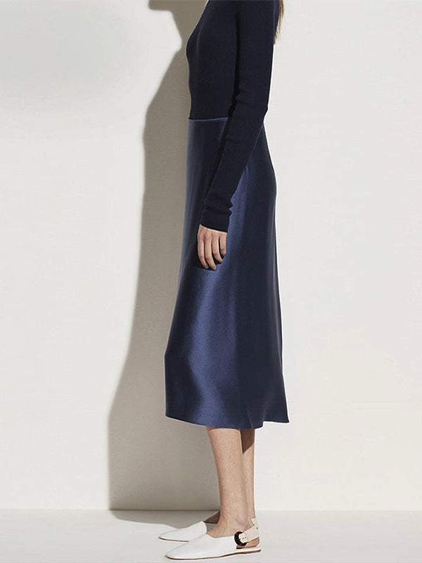 Amélie 22 Momme Mulberry Silk Midi Skirt with Ruffles
