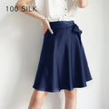 Fleur 22 Momme Mulberry Silk Bow Midi Skirt