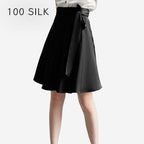 Fleur 22 Momme Mulberry Silk Bow Midi Skirt