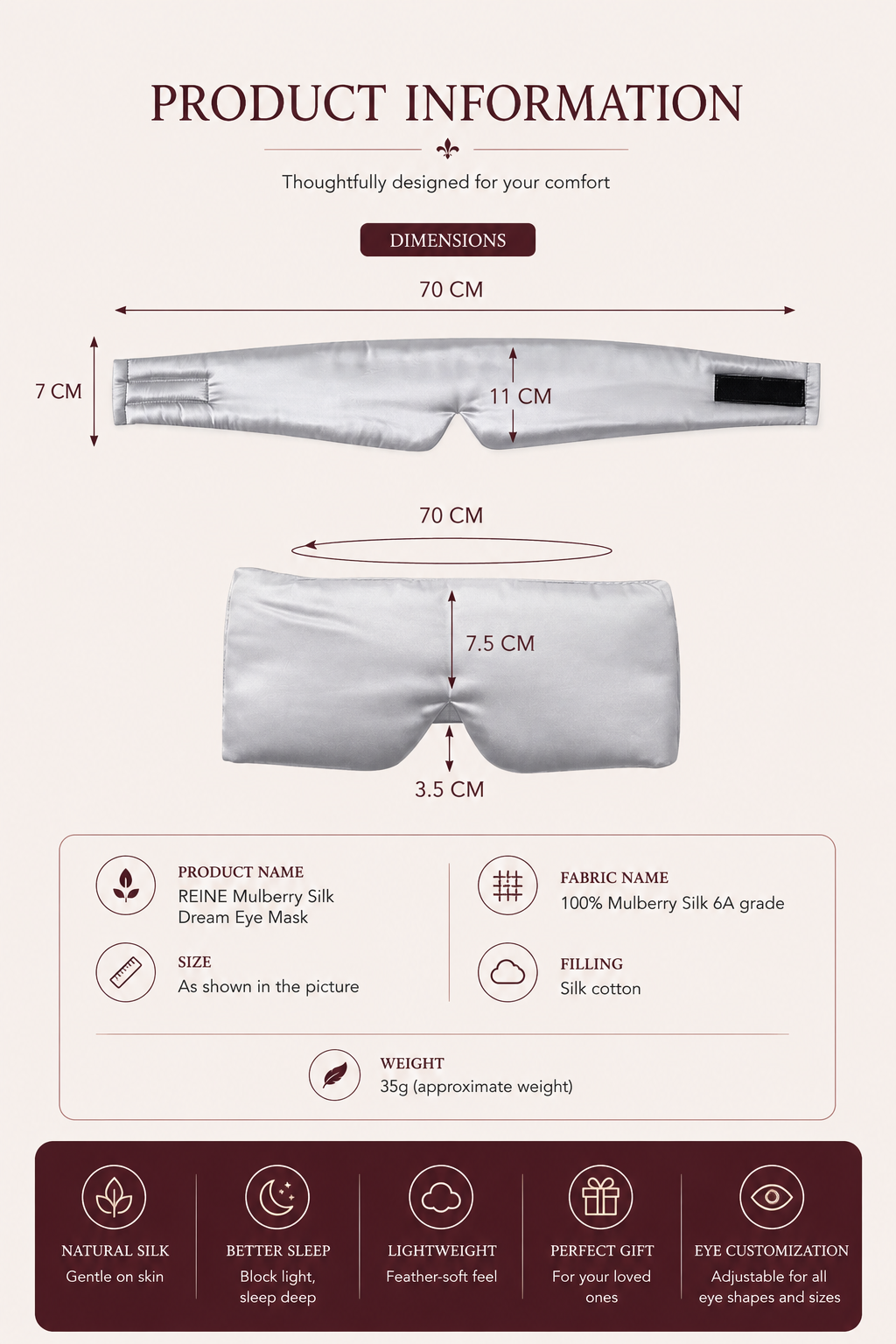 Dream 19 Momme Mulberry Silk Eye Mask