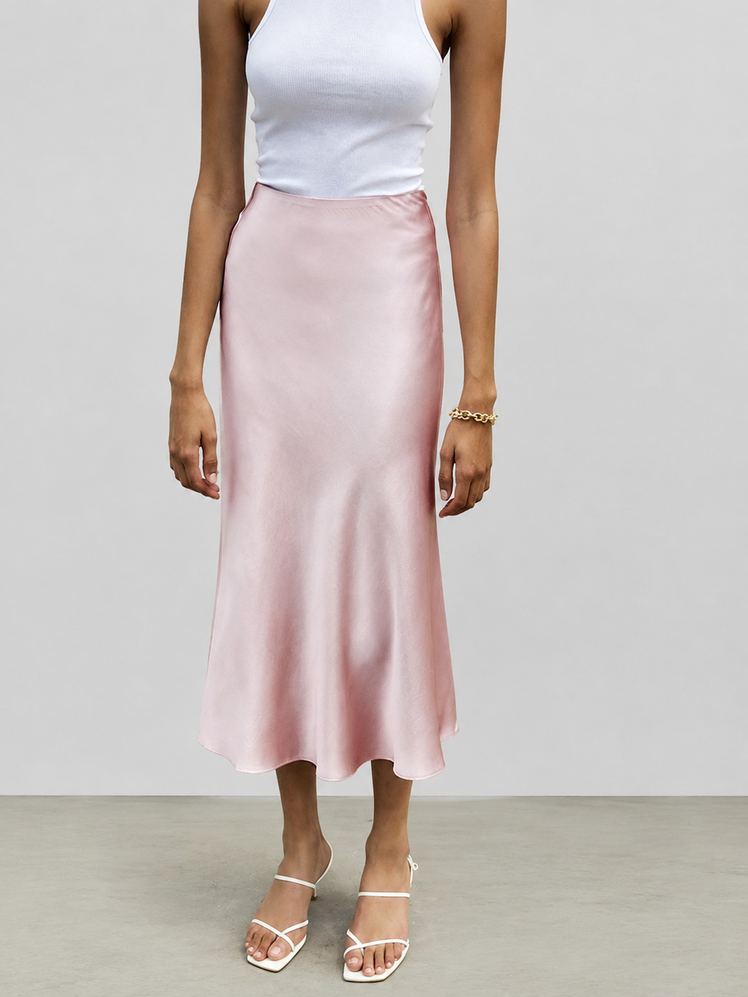 Amélie 22 Momme Mulberry Silk Midi Skirt with Ruffles