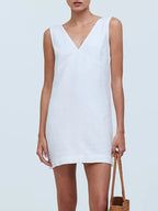 Élise Cotton Linen Blend V-Neck A-Line Dress