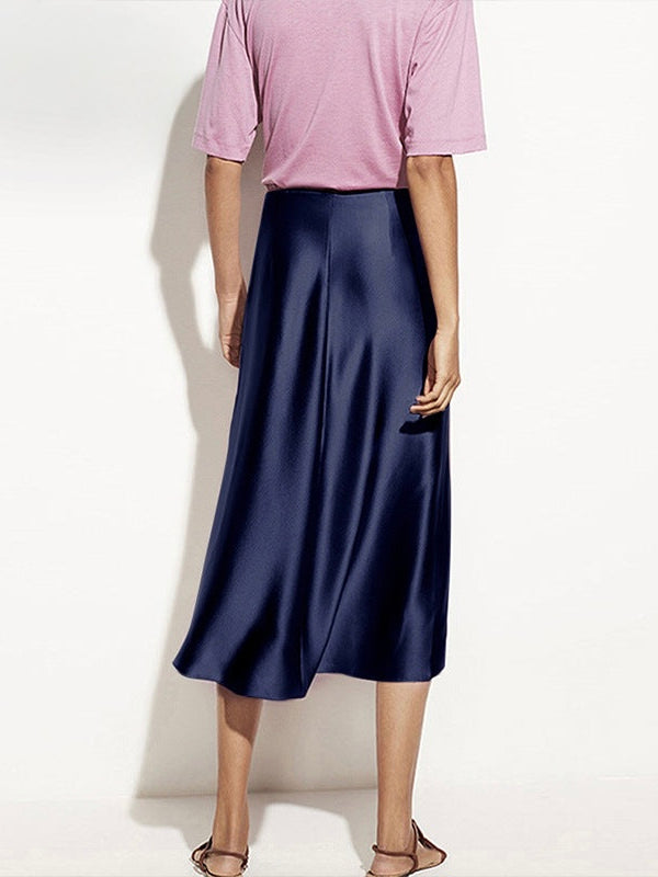Amélie 22 Momme Mulberry Silk Midi Skirt with Ruffles