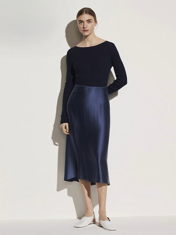 Amélie 22 Momme Mulberry Silk Midi Skirt with Ruffles