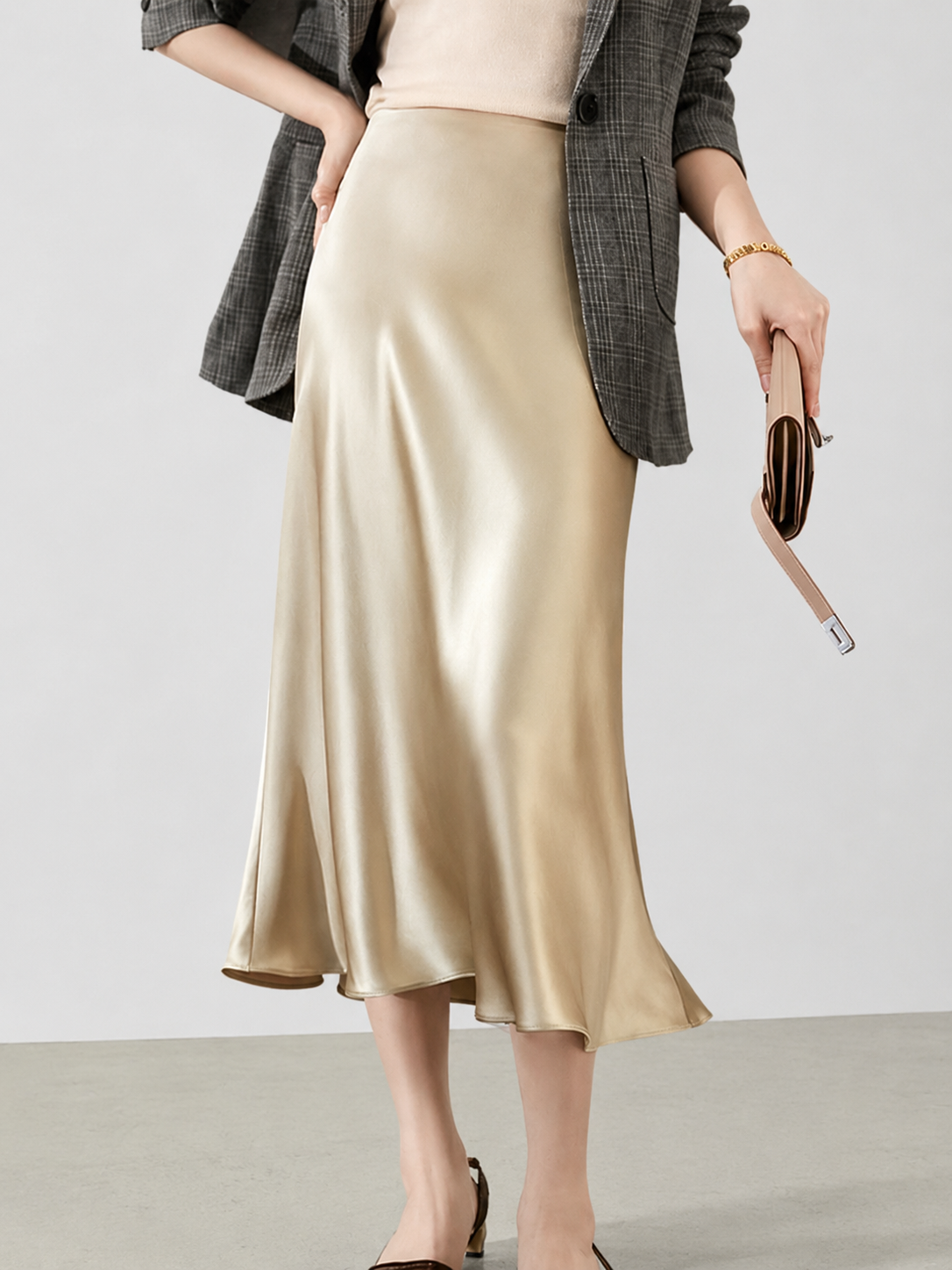 Amélie 22 Momme Mulberry Silk Midi Skirt with Ruffles