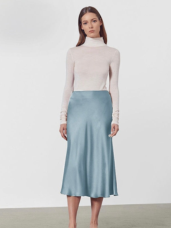 Amélie 22 Momme Mulberry Silk Midi Skirt with Ruffles