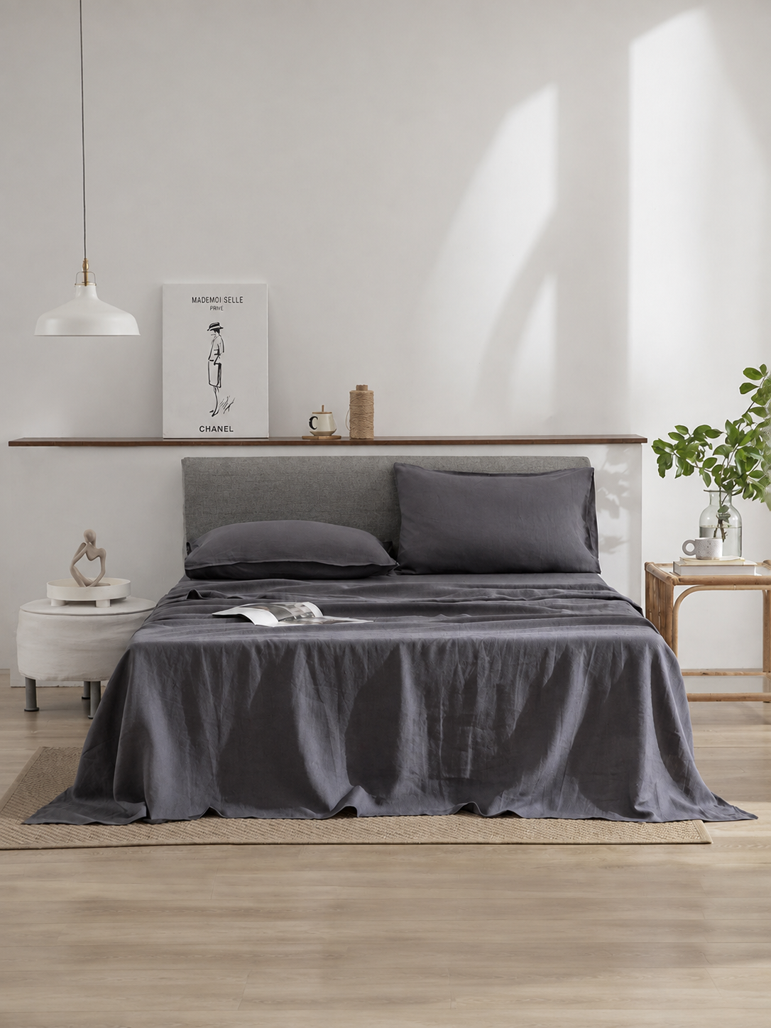 Elara Linen Bed Sheet and Pillowcase Set