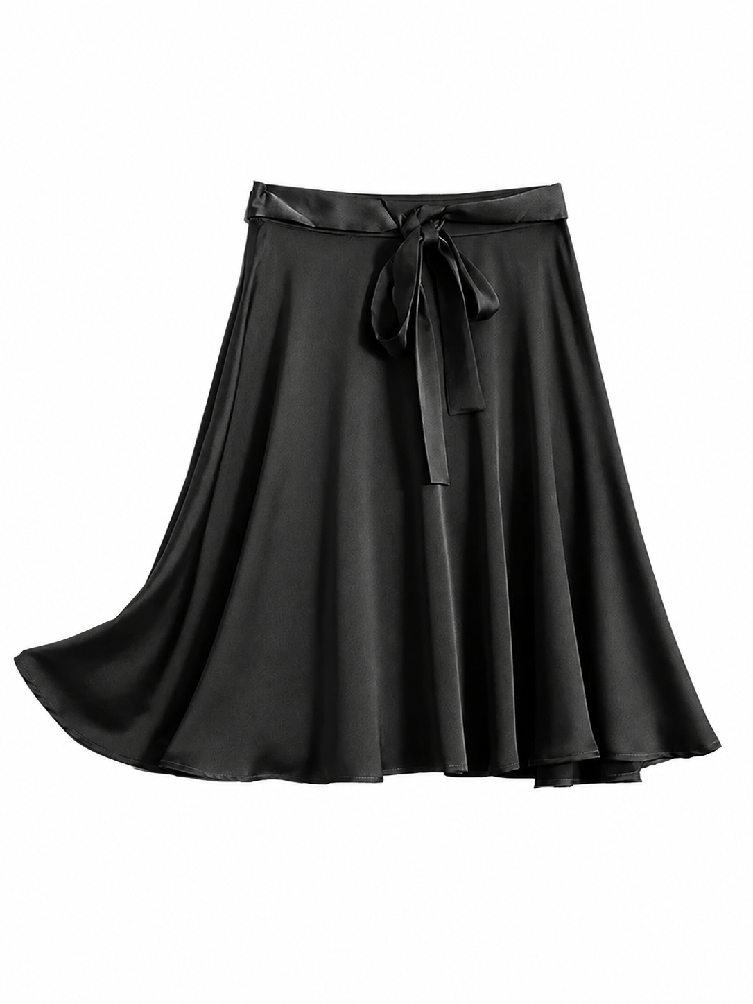 Fleur 22 Momme Mulberry Silk Bow Midi Skirt