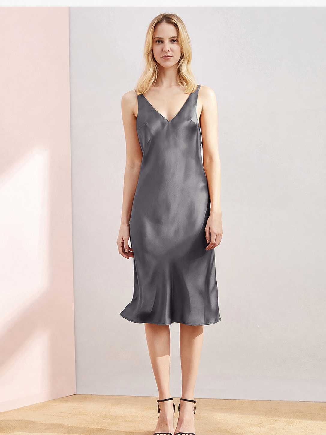 Camille Mulberry Silk Slip dress