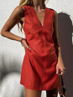 Élise Cotton Linen Blend V-Neck A-Line Dress