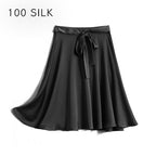 Fleur 22 Momme Mulberry Silk Bow Midi Skirt